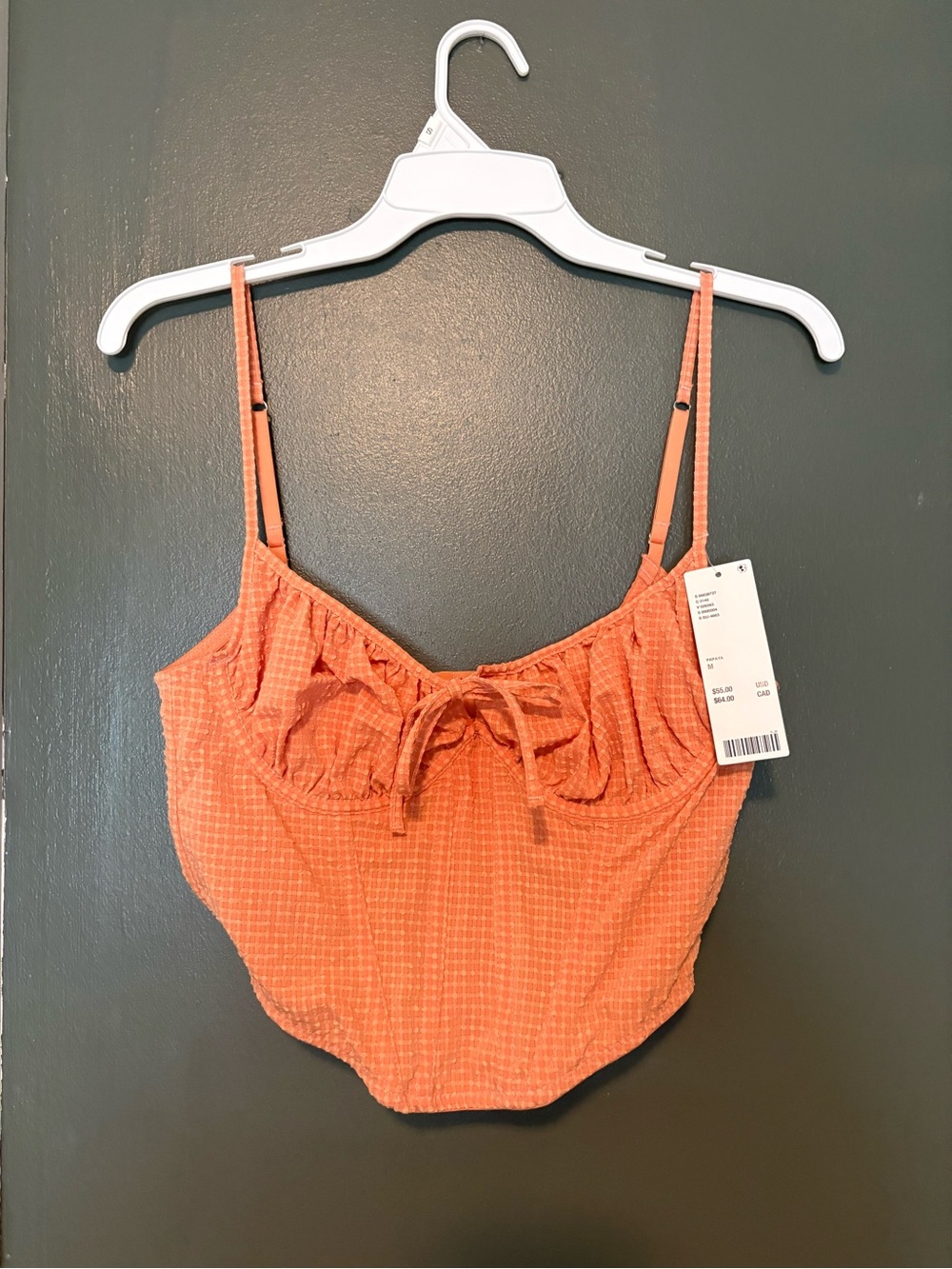 Urban Outfitters Out from under Orange Textured Corset Top NWT Size M